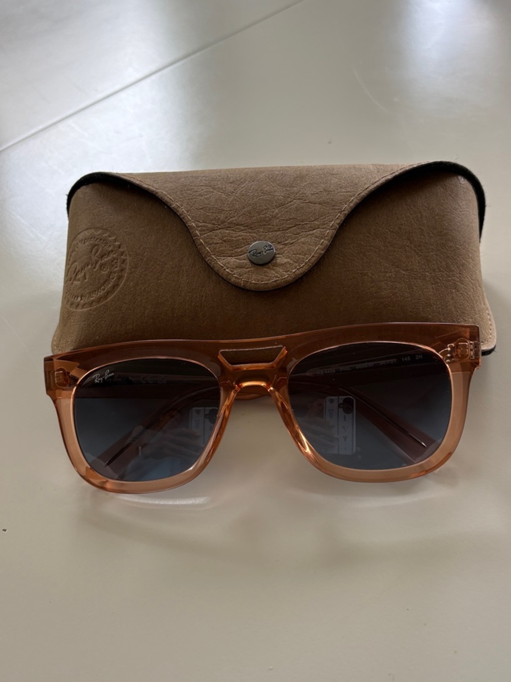 Ray-Ban Men's Transparent Amber Square Sunglasses